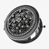 Monet Jewelry Grey Tone Filagree Gray Compact Mirror