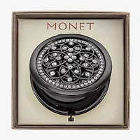 Monet Jewelry Grey Tone Filagree Gray Compact Mirror