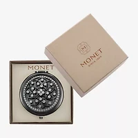 Monet Jewelry Grey Tone Filagree Gray Compact Mirror