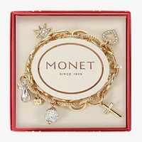 Monet Jewelry Gold Tone Womens Glass Angel Snowflake Star Charm Bracelet