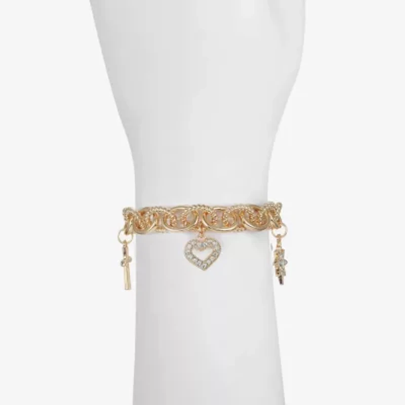 Monet Jewelry Gold Tone Womens Glass Angel Snowflake Star Charm Bracelet