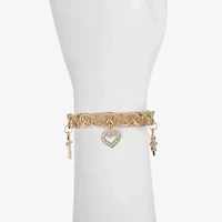 Monet Jewelry Gold Tone Womens Glass Angel Snowflake Star Charm Bracelet