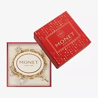 Monet Jewelry Gold Tone Womens Glass Angel Snowflake Star Charm Bracelet