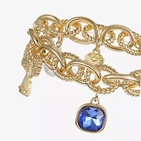 Monet Jewelry Gold Tone Womens Blue Glass Simulated Pearl Angel Charm Bracelet