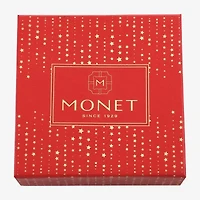 Monet Jewelry Gold Tone Christmas Womens Red Glass Simulated Pearl Charm Bracelet