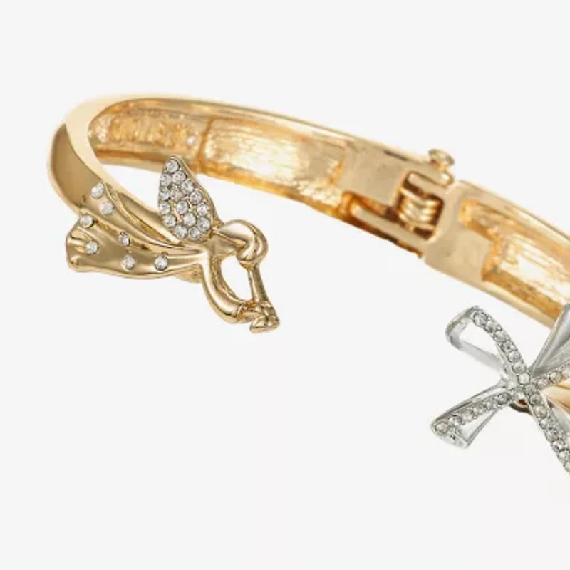 Monet Jewelry Gold Tone Womens Glass Angel Cross Bangle Bracelet