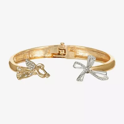 Monet Jewelry Gold Tone Womens Glass Angel Cross Bangle Bracelet