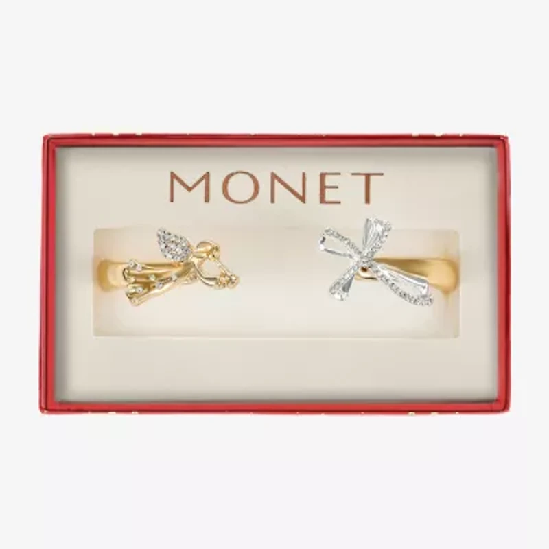 Monet Jewelry Gold Tone Womens Glass Angel Cross Bangle Bracelet