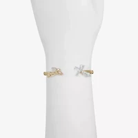 Monet Jewelry Gold Tone Womens Glass Angel Cross Bangle Bracelet