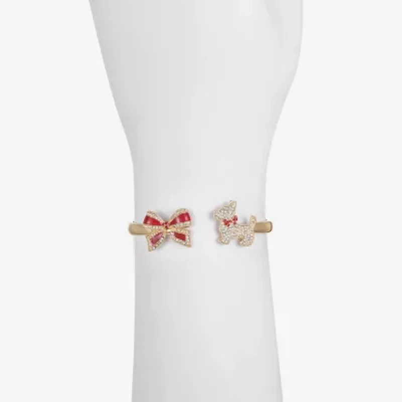 Monet Jewelry Gold Tone Scottie Dog Womens Red Glass Bow Bangle Bracelet