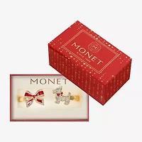 Monet Jewelry Gold Tone Scottie Dog Womens Red Glass Bow Bangle Bracelet