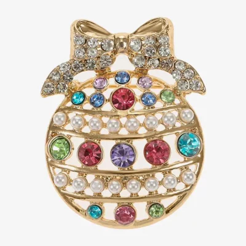 Monet Jewelry Gold Tone Pastel Ornament Multi Color Glass Pin