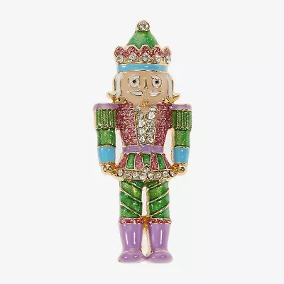 Monet Jewelry Gold Tone Pastel Nutcracker Glass Pin