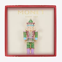 Monet Jewelry Gold Tone Pastel Nutcracker Glass Pin