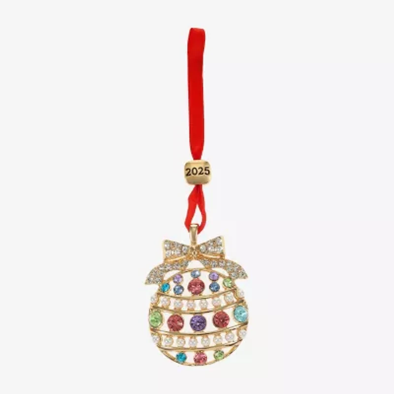 Monet Jewelry Gold Tone Pastel Christmas Ornament