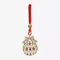 Monet Jewelry Gold Tone Pastel Christmas Ornament