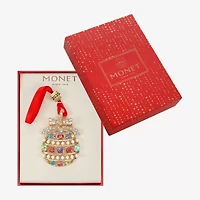 Monet Jewelry Gold Tone Pastel Christmas Ornament