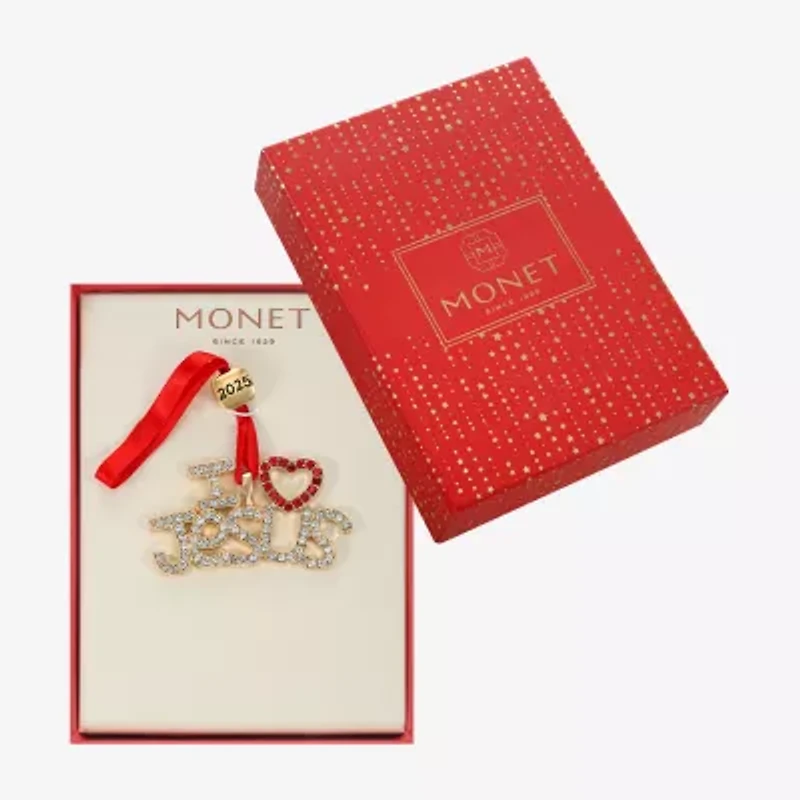Monet Jewelry Gold Tone I Love Jesus Christmas Ornament