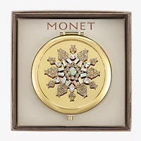Monet Jewelry Gold Tone Clear Gold Tone Snowflake Compact Mirror