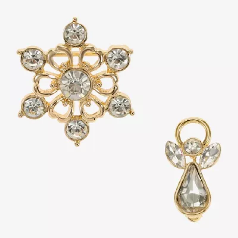 Monet Jewelry Gold Tone Glass Pin