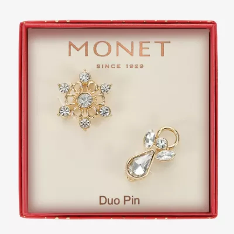 Monet Jewelry Gold Tone Glass Pin