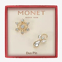 Monet Jewelry Gold Tone Glass Pin