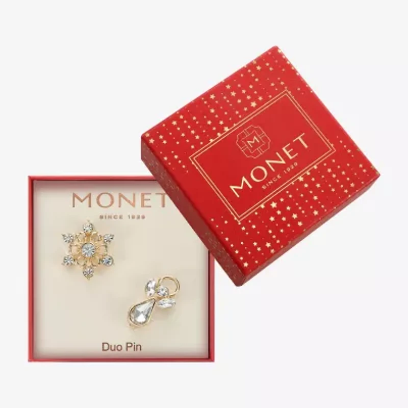 Monet Jewelry Gold Tone Glass Pin