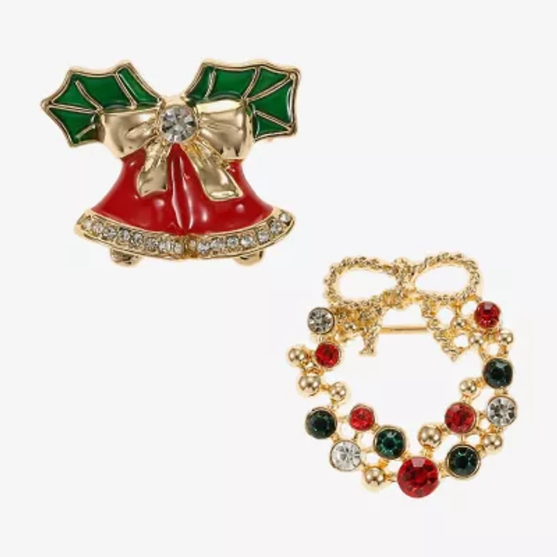 Monet Jewelry Gold Tone Multi Color Glass Pin