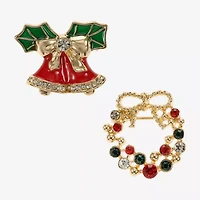 Monet Jewelry Gold Tone Multi Color Glass Pin