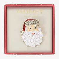 Monet Jewelry Gold Tone Santa Glass Pin