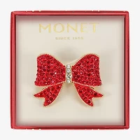 Monet Jewelry Gold Tone Red Glass Pin