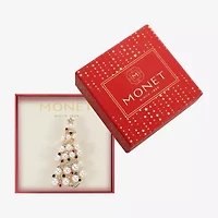 Monet Jewelry Gold Tone Christmas Tree Multi Color Glass Pin