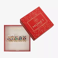 Monet Jewelry Gold Tone Train Multi Color Glass Pin