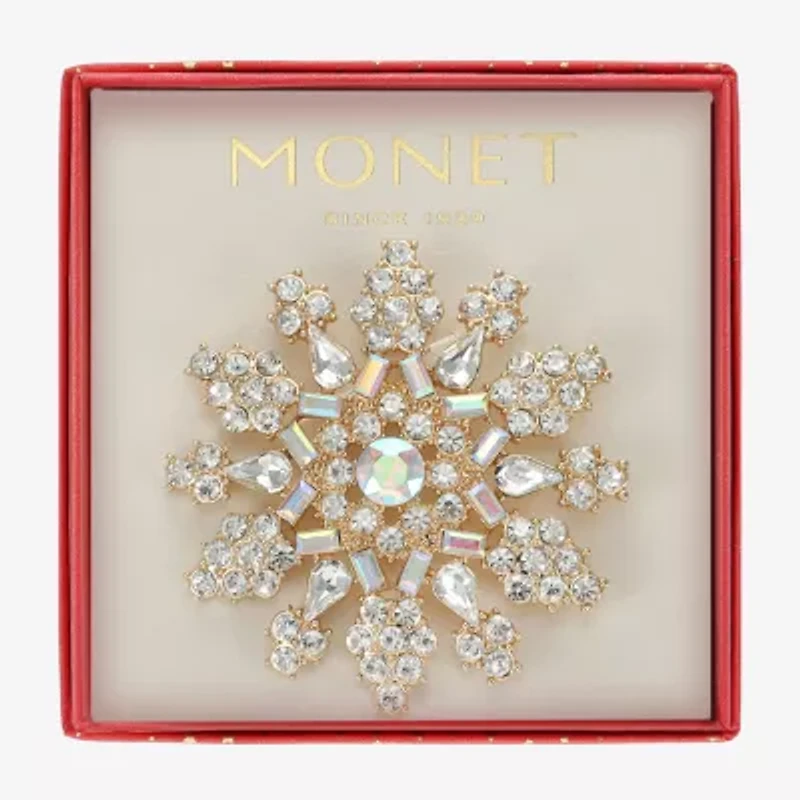Monet Jewelry Gold Tone Glass Pin