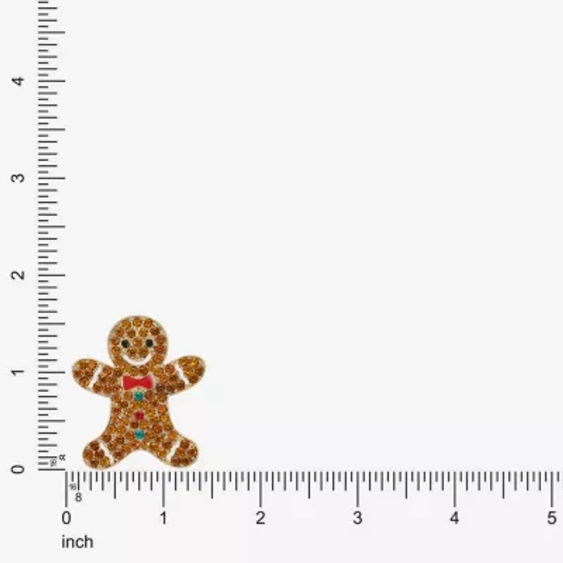 Monet Jewelry Gold Tone Gingerbread Man Multi Color Glass Pin