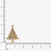Monet Jewelry Gold Tone Christmas Tree Multi Color Glass Pin