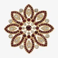 Monet Jewelry Gold Tone Red Poinsettia Multi Color Glass Pin