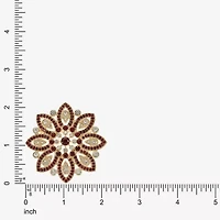 Monet Jewelry Gold Tone Red Poinsettia Multi Color Glass Pin