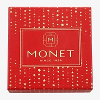 Monet Jewelry Gold Tone Red Poinsettia Multi Color Glass Pin