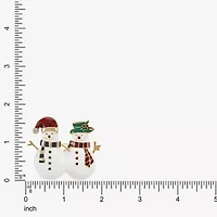 Monet Jewelry Gold Tone Snowman Santa Hat Glass Pin