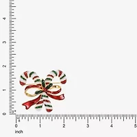 Monet Jewelry Gold Tone Candy Cane Red Glass Pin