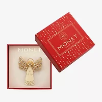 Monet Jewelry Gold Tone Glass Pin