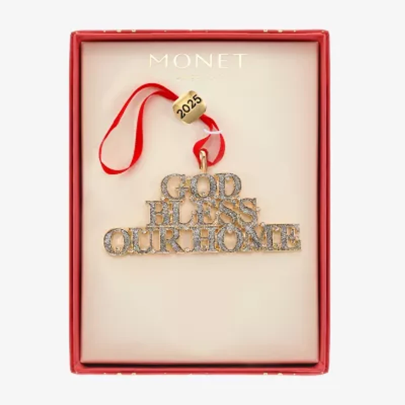 Monet Jewelry Gold & Silver Tone God Bless Our Home Christmas Ornament