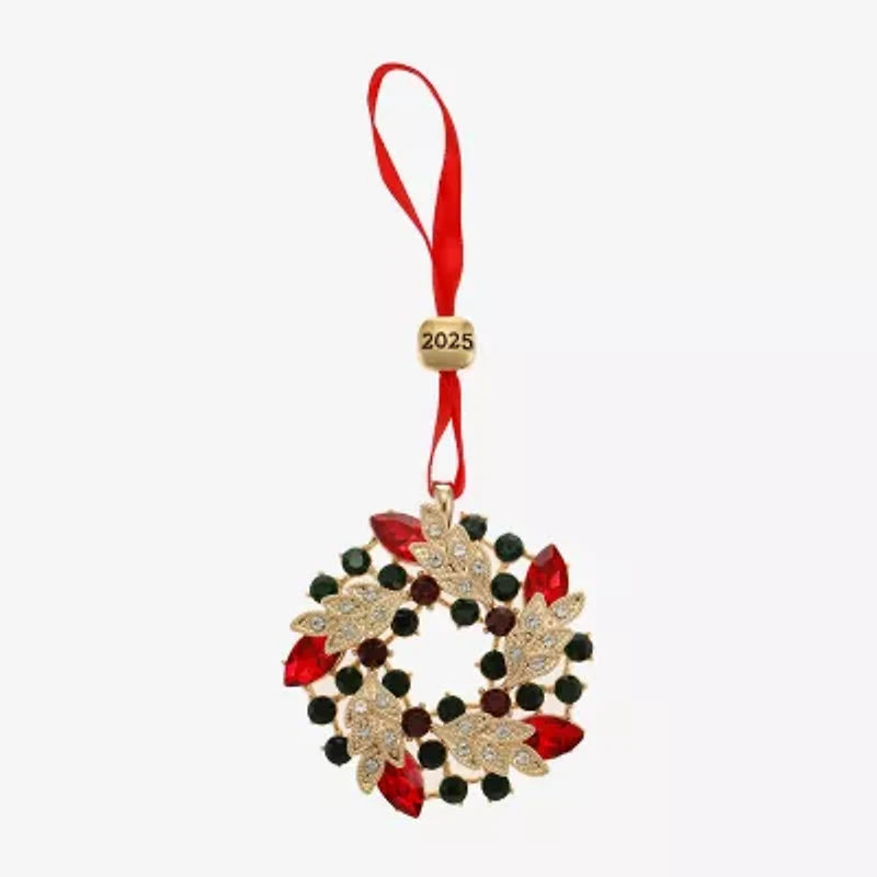 Monet Jewelry Gold Tone Wreath Christmas Ornament