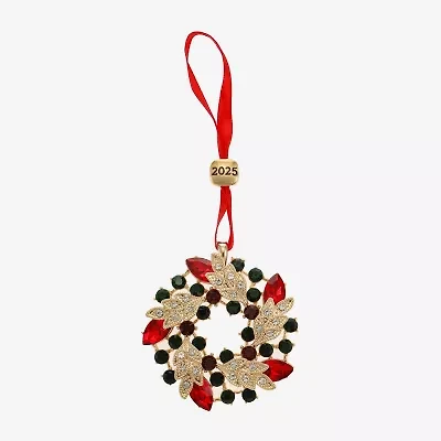 Monet Jewelry Gold Tone Wreath Christmas Ornament
