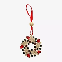 Monet Jewelry Gold Tone Wreath Christmas Ornament