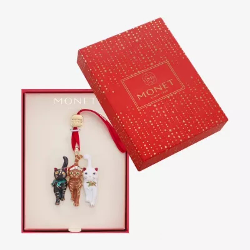 Monet Jewelry Gold Tone Cat Trio Christmas Ornament