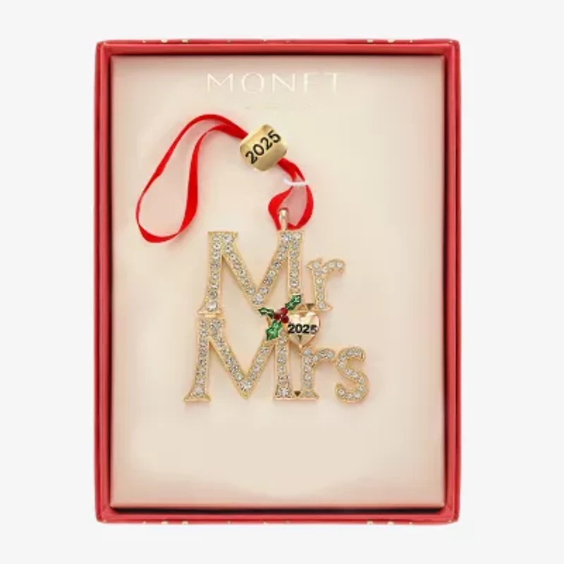 Monet Jewelry Gold Tone Mr & Mrs Christmas Ornament