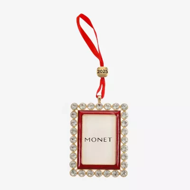 Monet Jewelry Gold Tone & Red Frame Christmas Ornament