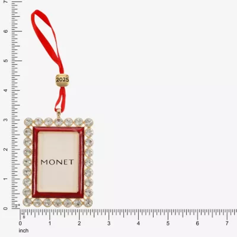 Monet Jewelry Gold Tone & Red Frame Christmas Ornament